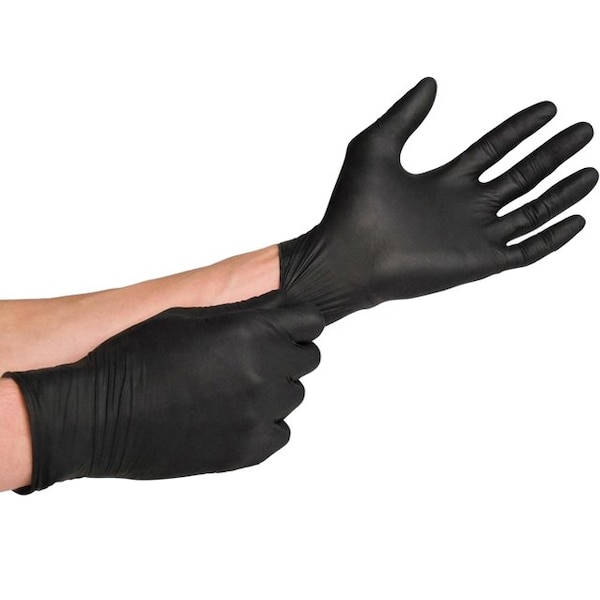 Black Hawk- 5 Mils Black Nitrile Gloves, Powder Free, Latex Free, Size L, 100PK